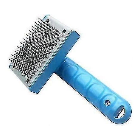 Hunde- und Katzenpflegebürste, Entfeuchtungsgerät für Hunde und Katzen – Abgerundete Nadelspitze zum Entfernen von Knoten und losen Haaren, blau (1/2)