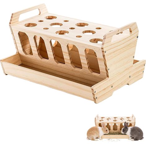 Hay Rack for Rodents, 12 x 9.4 x 6.6 inch Large Capacity Wooden Hay Feeder, Large Wooden Hay Rack for Rabbits, Hamsters Guinea Pig (1/5)