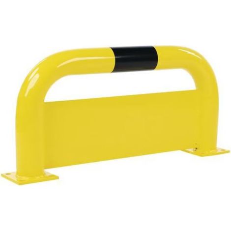 [JAMAIS UTILISE] Arceau Barrière de Protection Acier avec Plaque Anti-Encastrement Jaune et Noir - A135368