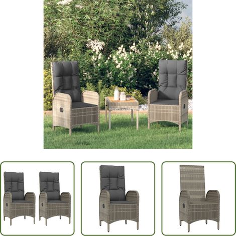 Poly Rattan -  Gartenstühle 2 Stk. Poly Rattan Grau (1/5)