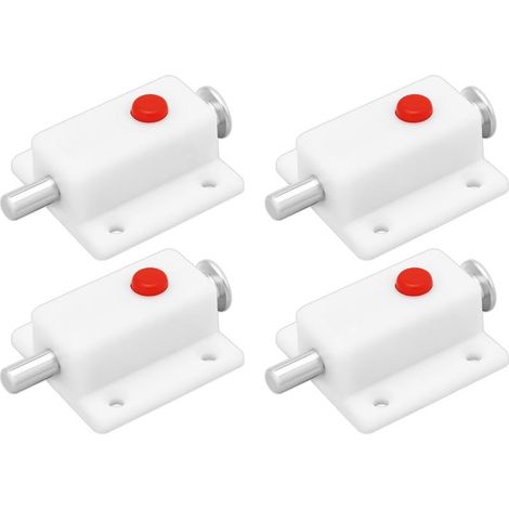 Lot de 4 Loquets de Porte Automatiques à Ressort en Plastique Blanc pour Portes d'armoires Portes de Garde-robe Berceaux Fenêtres (1/5)