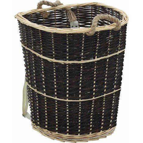 Cesta per legna da ardere - Cesta per Legna con Spallacci 57x51x69cm Salice Naturale (1/5)