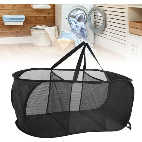 Modularer, erweiterbarer Wäschekorb aus Oxford-Mesh mit 3 Fächern für Reisen und Badezimmer, schwarz, XL, 80 x 36 x 33 cm (1/5)