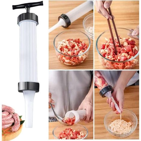 Insaccatrice con pressore e tre imbuti tubolari inclusi, per una preparazione di salumi fatti in casa facile, igienica ed efficiente. (1/3)