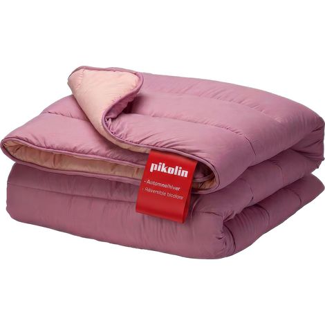 Couette 150 x 220 cm 300 g Tempérée en Fibre pour Lit 1 Personne - Couette Réversible Toucher Plume, Lavable, Douce et Respirante - Bicolore Mauve (1/5)