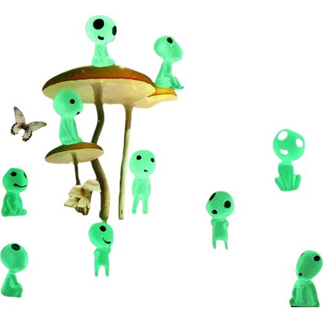Gnome Luminiscent - Figurine Jardin Nain Résine avec Effet Phosphorescent - Décoration Micro Paysage Extérieur Terrasse Balcon Jardin - Lot de 10 (1/5)