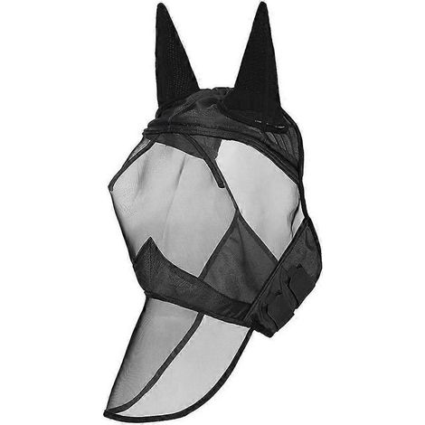 Masque anti-mouches pour chevaux ultra-confortable, respirant, protection UV ajustable avec protection des oreilles (1/5)