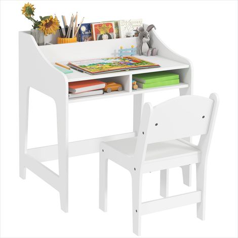 Ensemble table et chaises enfant Bureau blanc en MDF avec chaise (1/5)