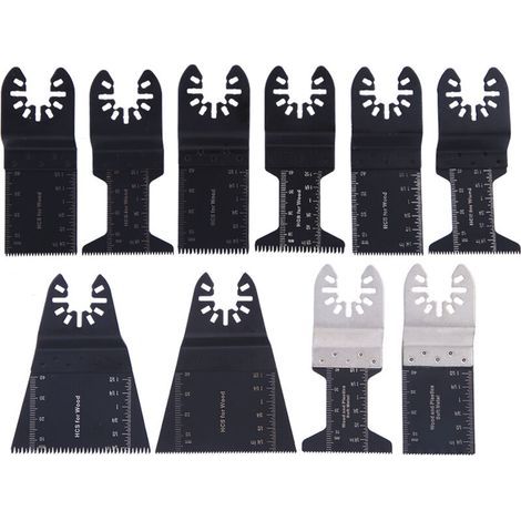 Set di 10 accessori oscillanti - Lama per sega oscillante - Per legno, plastica, metallo - Multiutensile - Utensile oscillante - Accessori per lama per sega oscillante (nero) (1/4)