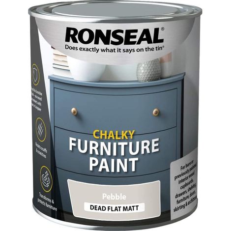Ronseal One Coat Chalky Furniture Paint - Pebble Finish, 750ml (1/3)