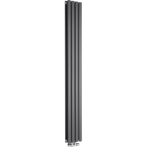 Hudson Reed Vitality Caldae – Radiateur Design Vertical – Raccordement Central – Anthracite – 178 x 23.6cm Double Rang