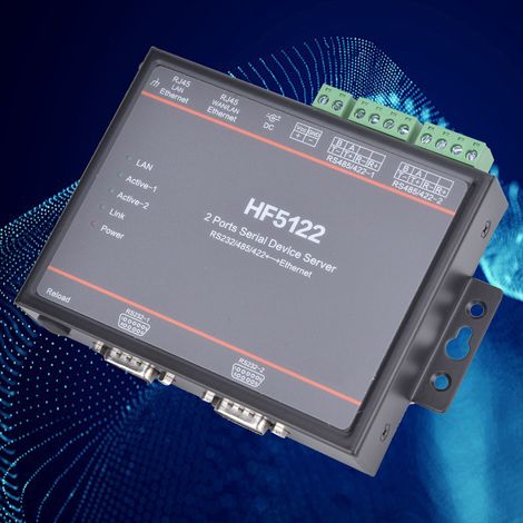 Serveur série HF-5122 avec deux interfaces série vers Ethernet (RS232/RS485/RS422, 5-36 V CC) (1/5)