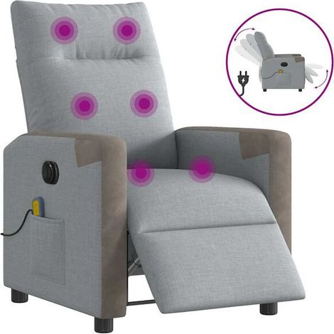 Fauteuil de massage électrique inclinable en tissu gris clair (1/5)