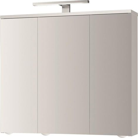 FP – Armoire de toilette LED 3 portes miroir en verre cristal – Inserts en verre réglables – Éclairage A+ pour salle de bain moderne