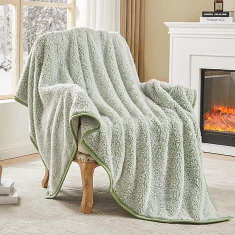 Decke Sherpa Queen Mikrofaser Couchdecke Salbei 150 x 200cm 05-salbei (1/5)