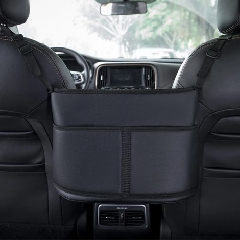 (Standard-A) Boîte de rangement en cuir pour dossier de siège, porte-sac à main de voiture, organisateur d'espace entre les sièges, combleur d'espace entre les sièges avant, étui de rangement pour acc (1/5)