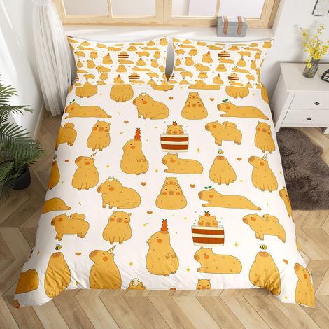 Parure de lit pour enfant avec housse de couette 135 x 200 cm Motif dessin animé avec fermeture éclair Pour garçons et filles Motif étoiles animales Amour Cœur (1/5)