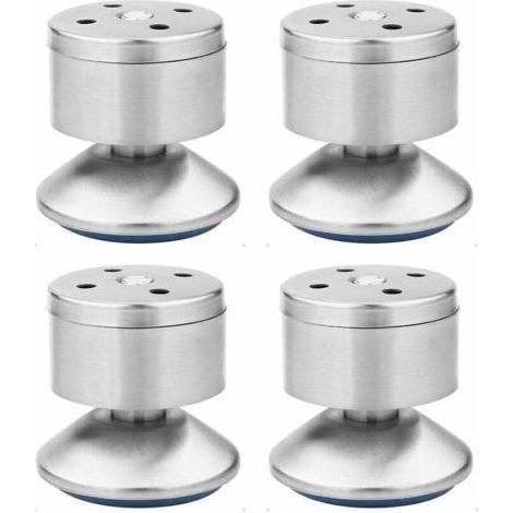 Pieds Nivellement Réglables Acier Inoxydable Pieds Canapé Réglables Multifonction Métal Tapis en Caoutchouc, Facile à Installer, Convient Tables, Armoires, Canapés, Lits Etc—4 Pièces (Argent) (1/4)