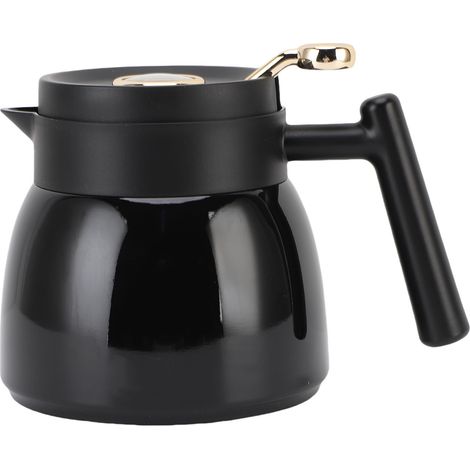 Théière thermique avec filtre 880 ml en acier inoxydable isolé café eau boisson pichet distributeur affichage mécanique de la température noir