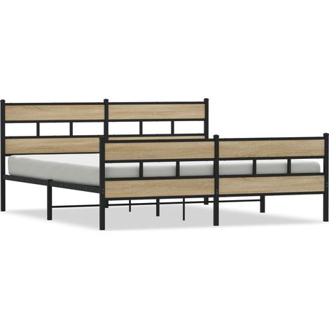 Maison Exclusive - Metallbett ohne Matratze Sonoma-Eiche 193x203 (1/5)