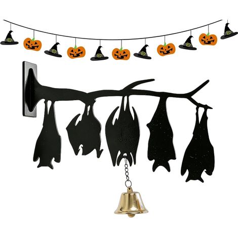Sonnettes de porte gothiques en forme de chauve-souris, en acrylique plat, avec décoration murale pour jardin ou Halloween (1/5)