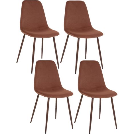 Lot de 4 chaises confortables en velours et pieds en fer ROKA (1/4)
