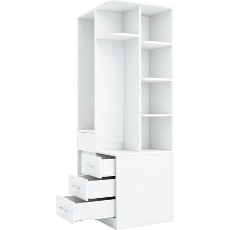 Armario abierto con cajones 70 x 55 x 175 cm blanco MODENUIT (1/5)