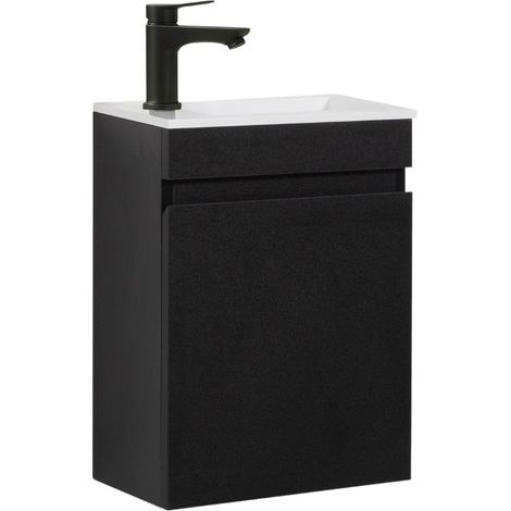 Kometmöbel Gäste-WC Waschtisch Set 40 cm Vormontiert Klein Waschbecken mit Unterschrank (Schwarz 40cm, Ohne Wasserhahn) (1/5)