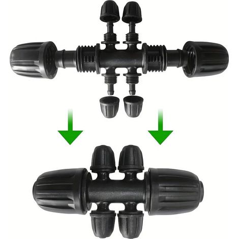 Raccords d’Irrigation pour Jardin – Tuyau Ø Intérieur 0,8 cm avec Connecteur en T à Barbillon Verrouillable, 6 Canaux (1/5)