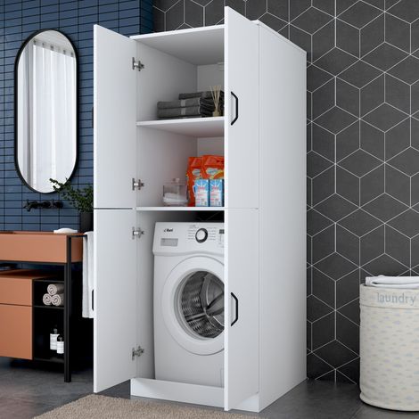 Armadio Multiuso Grande Sarre, 2 Ripiani, 4 Ante, Apertura Battente, 70x182h cm Bianco (1/5)