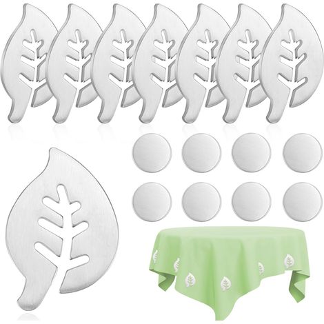 8 Pièces Poids pour Nappe de Table Exterieur Magnétique Poids de Nappe en Acier Inoxydable Attache Nappe de Table pour Exterieur, Pique Nique Fête Jardin Intérieur (Feuille) (1/5)