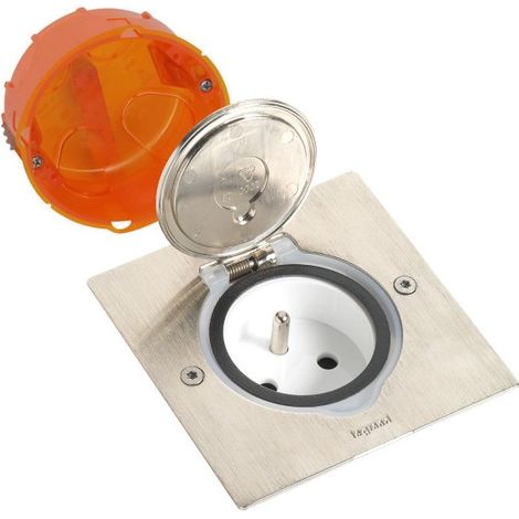Legrand Celiane LEG92110 Kit Bodensteckdose, einfach, Edelstahl, IP44 (französische Steckdose)