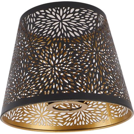 Abat-jour, Grande Dissipation de la Chaleur, Couvercle d'Abat-jour en Métal, Forte Transmission de la Lumière, Noir avec Motif doré Intérieur pour Lampe de Table (1/5)