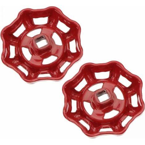 Volant de vanne en fonte rouge 7x7mm – Compatible vannes à boisseau sphérique – Design rétro élégant – Pour robinet de conduite d'eau (1/4)