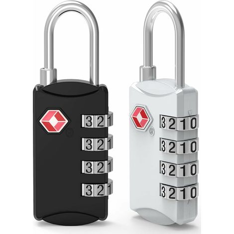 Cadenas à bagages TSA - Cadenas à 4 positions (noir et argent, 2 pièces) (1/5)