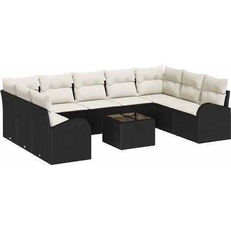 Maison Exclusive - Gartensofa-set mit Kissen 10 pcs Schwarz und W