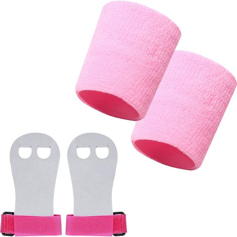 Gants de gymnastique + 2 bracelets roses