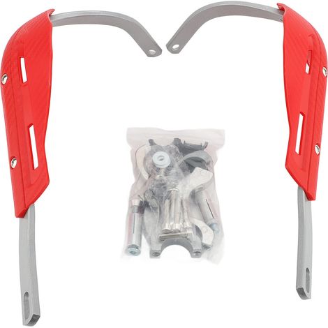 Protège-mains de moto, vis de verrouillage réglable en alliage d'aluminium, protection universelle pour guidon, rouge (poignée argentée). (1/2)
