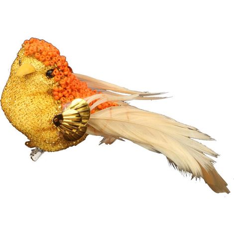 Uccello su una chiusura color oro-arancio (1/4)