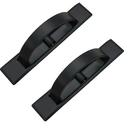 Manija de puerta empotrada Tatami de 2 piezas, manija oculta para cajones y gabinetes con tornillos, color negro (1/4)