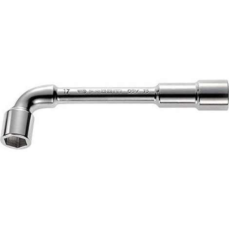 1 - Clé à pipe - Outil de serrage - Acier forgé chromé - 6 pans métriques - Pour mécanique générale - Satiné - 9 x 6 mm