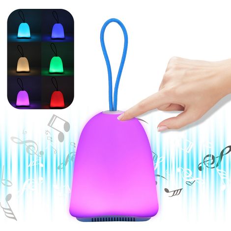 Enceinte Bluetooth sans Fil avec LED 8 Couleurs, Commande Tactile, Veilleuse Intelligente Bleue (1/5)