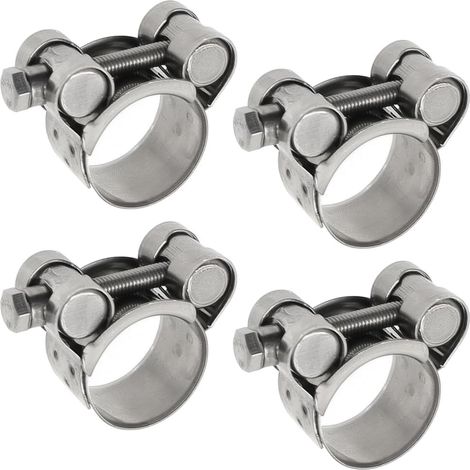 4 Pièces Universal Colliers de Serrage à Boulon en T Collier de Serrage à Tourillon Collier D'échappement Inox,Plage de Serrage 23-25mm(Argent) (1/5)