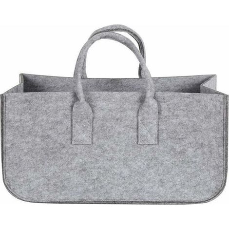 Cesto porta legna pieghevole in feltro per camino, borsa per il trasporto della legna, cesto portaoggetti (grigio) (1/4)