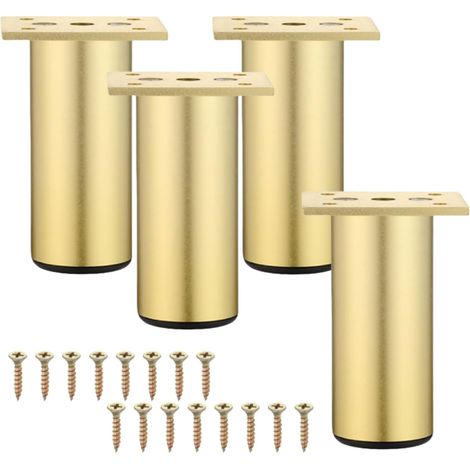 Juego de 4 patas de mueble regulables, 150 mm, fabricadas en aleación de aluminio, para muebles, muebles de oficina, sofá, metal (dorado, 15 cm)