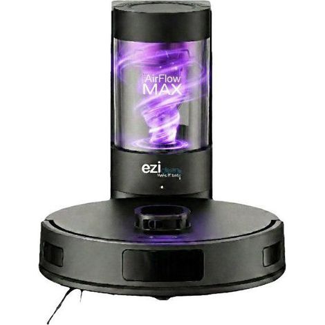 Robot aspirateur laveur - EZICLEAN AirFlow MAX - LIDAR connecté avec base de vidage - 15 000 Pa - 2 L - 160 min - Noir