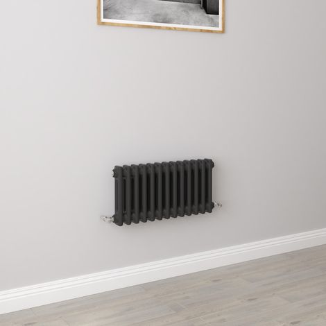 AICA 300x605mm 2 Column Horizontal Black Radiator Central Heating Cast Iron Style (1/5)