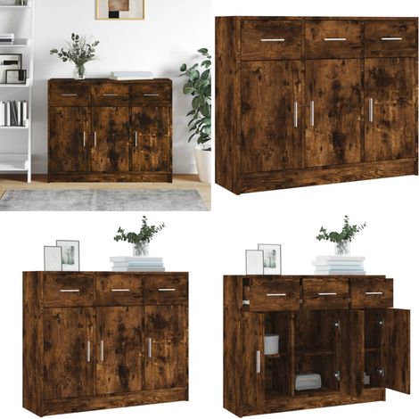 Sideboard Räuchereiche 91x28x75 cm Holzwerkstoff - Sideboard - Wohnwand - Regal - Wohnzimmermöbel - Holzmöbel - Home & Living (1/5)