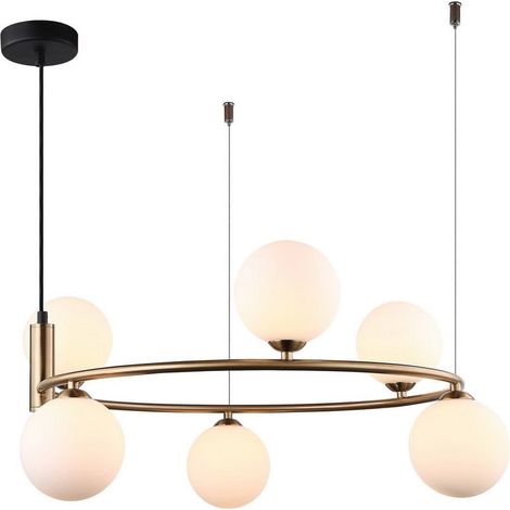 Lustre Italux Amily moderne doré verre acier 6xG9 IP20