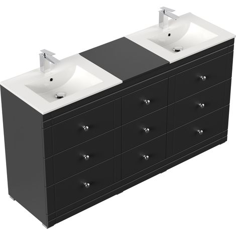 Stand Badmöbel Cosmo Klassik SoftClose schwarz (1/5)